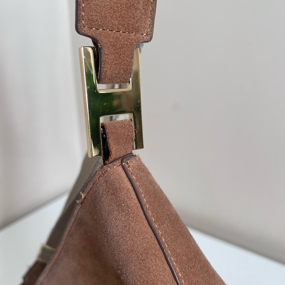 India Hicks Tan Suede Edwina Hobo Bag Purse with Gold-Tone Hardware - Picture 16 of 16